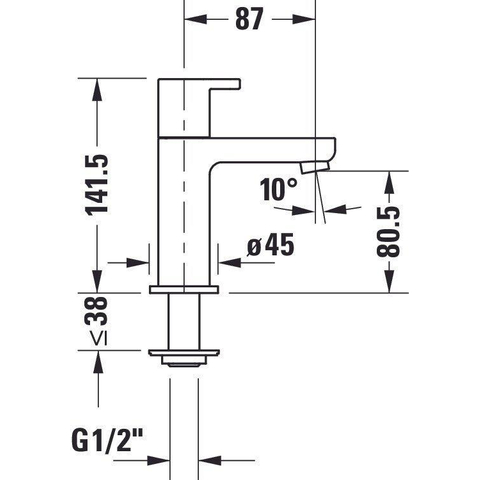 Duravit B.2 Koudwaterkraan - 110x40x142mm - hoogglans chroom SW238430