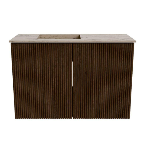 Mondiaz JOYA-DLUX 60cm meuble de salle de bains - couleur Walnut - Vasque FAYE position Gauche 1 trou de robinet couleur Arena. SW1424320