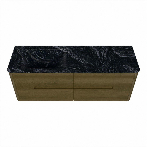Mondiaz CIRO-DLUX Badkamermeubelset - 140x45x50cm - Solid surface wastafel Lava - 1 wasbak Links - zonder kraangaten - 4 lades - Dusk SW1533043
