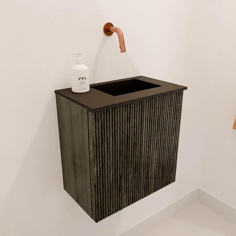 Mondiaz JOYA 40cm meuble de toilette - couleur Shadow - Vasque FAYE position Droite Sans trou de robinet couleur Urban. SW1421480