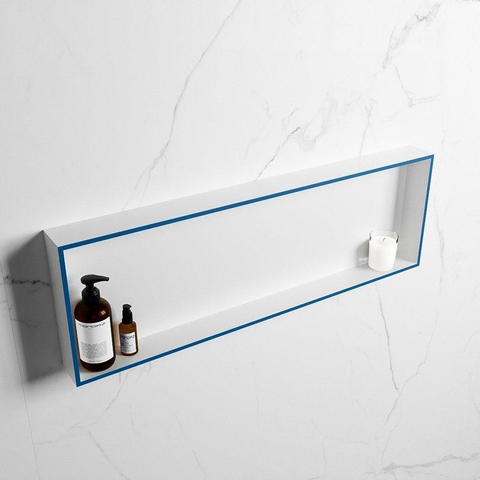 Mondiaz Easy nis 29.5x89.5x8cm voor Inbouw/opbouw 1 open vak Solid surface Talc/Jeans SW643702