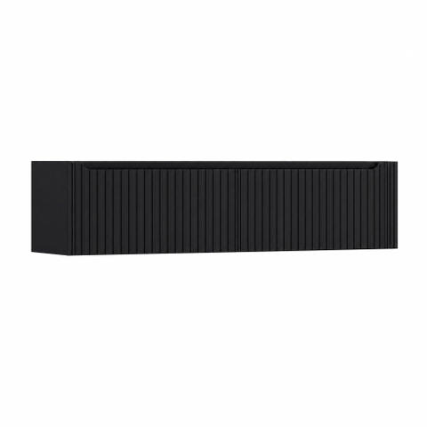 H&R Badmeubelen Juice Wastafelonderkast - 180x45x40cm - rechterhoek afgerond - 3D-front - 2 lades - geïntegreerde greep - zwart mat SW1260388