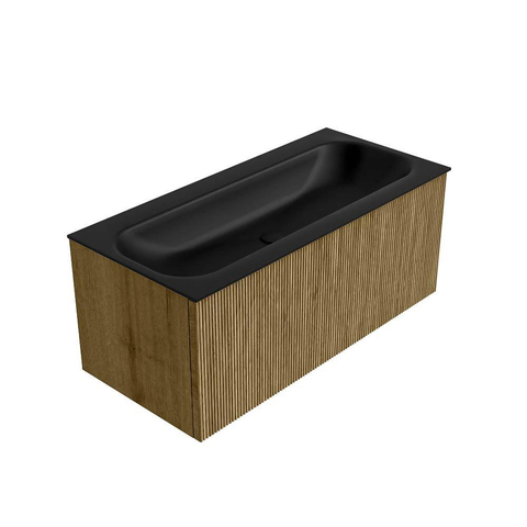 Mondiaz KURVE Ensemble de meuble de salle de bains - 100x46x40cm - 1 tiroir - lavabo solid surface - centre - 1 trou de robinet - Dusk SW1415125