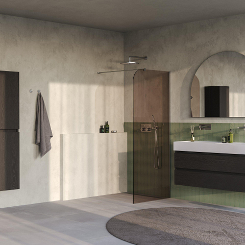BRAUER Orion Paroi de douche à l'italienne - 100x200cm - verre bronze - traitement du verre - PVD - acier inox brossé SW1476030