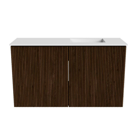 Mondiaz JOYA 70cm meuble de toilette - couleur Walnut - Vasque FAYE position Droite Sans trou de robinet couleur Talc SW1421284