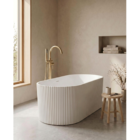 ZEZA Blend baignoire îlot - nervuré - 170x80x58cm - avec vidage - acrylique - blanc mat SW962840
