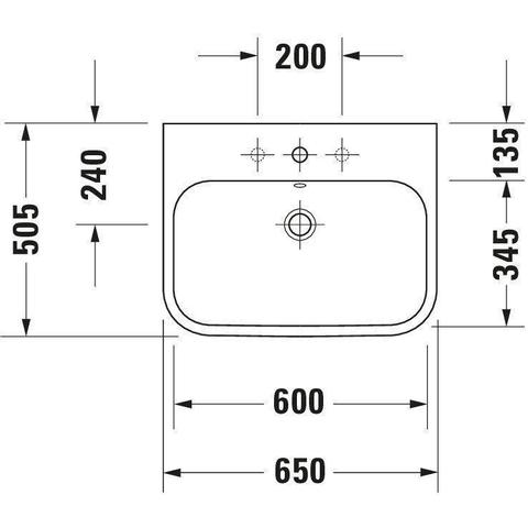 Duravit Happy D.2 Meubelwastafel - geslepen - met overloop - met 1 kraangat - 65x50.5cm - wit SW54325