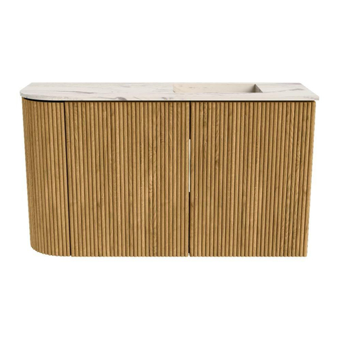 Mondiaz JOYA-DLUX Meuble de toilette - 71,6cm - arrondi gauche couleur Chêne - Vasque FAYE position Droite Sans trou de robinet couleur Nata SW1424047