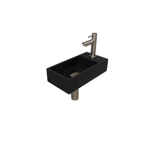 Ink Versus pack lave-mains – 36 x 18 x 9 cm – quartz noir – perçage à droite – robinet nickel brossé SW439762