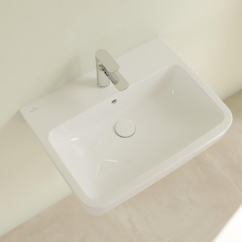 Villeroy & Boch O.novo wastafel onderzijde - geslepen - 60x46cm m.1 kraangat CeramicPlus - White Alpine (glans wit) SW448442