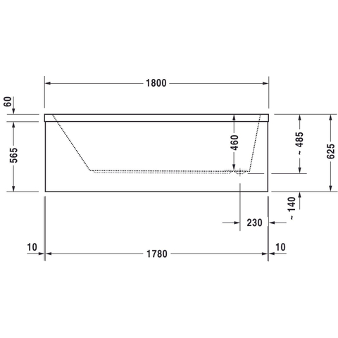 Duravit Starck Kunststof bad acryl rechthoekig - met overloop - met 1 rugsteun - 180x90x46cm - zonder poten - voor inbouw - glans wit 0297507