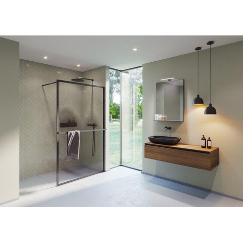 Riho Lucid paroi de douche - 100x200cm - verre transparent avec cadre - 6mm - noir mat SW415768