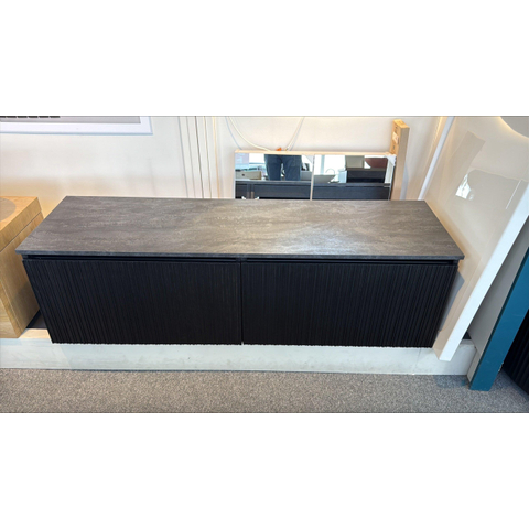 Saniclass Holz Base Badkameronderkast - 160cm - 2 lades - greeploos - zwartbruin - incl. BRAUER ocean Edge topblad - OUTLET UDEN STORE45401