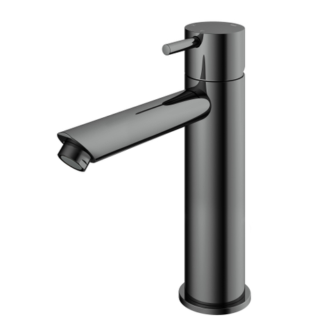 Hotbath Cobber middelhoge wastafelmengkraan met rechte uitloop zonder waste zwart chroom - licht beschadigd - OUTLET UDEN STORE40737