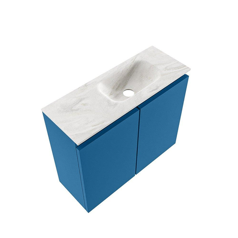 MONDIAZ TURE-DLUX Meuble de toilettes 60 cm Jeans. Lavabo EDEN Ostra position à droite. Avec 1 trou de robinet. SW1104899