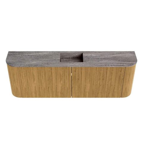 Mondiaz JOYA-DLUX Meuble de toilette - 123,2 cm - arrondi gauche et droite couleur Chêne - Vasque FAYE position Milieu Sans trou de robinet couleur Oza SW1424132