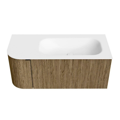 Mondiaz KURVE Ensemble de meubles de salle de bains - 105x46x40cm - 1 tiroir - 1 porte - lavabo solid surface - à droite - 1 trou de robinet - Dusk SW1414761