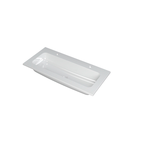 Ink faktor lavabo 100x1.5x45cm 2 trous pour robinet 1 évier polystone blanc brillant SW207261
