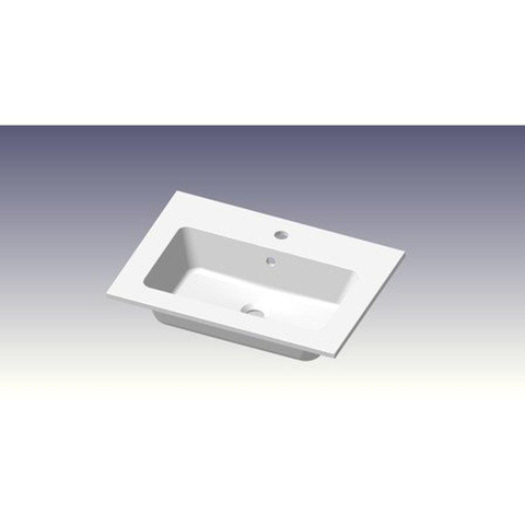 Go by Van Marcke ensemble de meubles de salle de bains - 60x65x45.5cm - 2 tiroirs - sans poignée - 1 lavabo blanc mat - 1 trou de robinet - avec miroir - MDF standard white SW911027