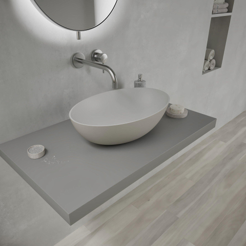 Ideavit Solidthin waskom - 50x33x14.5cm - Solid surface - Ovaal - Mat Grijs SW857495