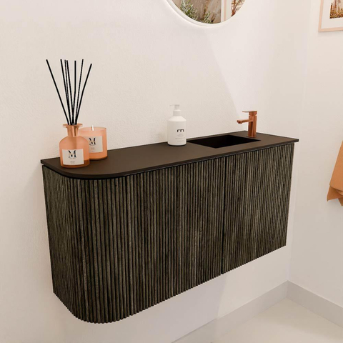 Mondiaz JOYA 81.6cm toiletmeubel - ronding links kleur Shadow - Wastafel FAYE positie Rechts 1 kraangat kleur Urban. SW1421560