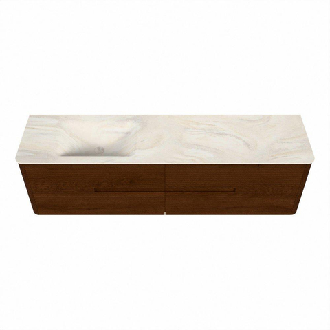 Mondiaz CIRO-DLUX Meuble de salle de bains - 180x45x50cm - Plan vasque solid surface Ostra - 1 vasque à gauche - 1 trou de robinet - 4 tiroirs - Ruby SW1531872