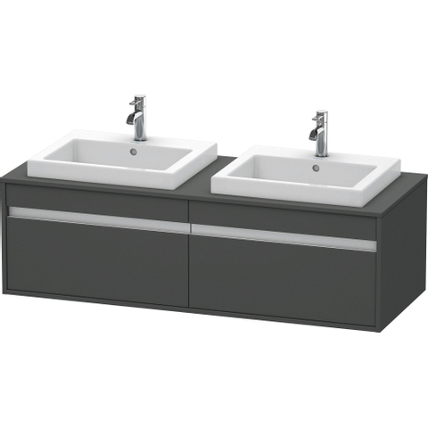 Duravit Ketho Meuble sous-lavabo avec 2 tiroirs juxtaposés pour 2 lavabos encastrables 140x42.6x55cm graphite 0300649