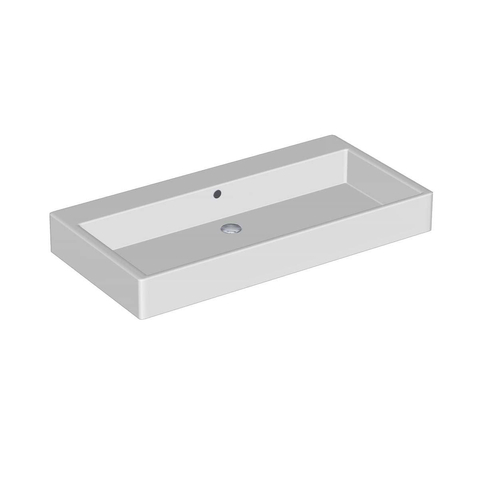 INK Unit lavabo - 100x40x10cm - 1 cuve - 0 trous de robinet - porcelaine blanc brillant SB0204041