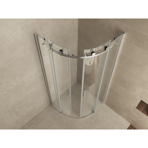 Wiesbaden Entra Cabine kwartrond - met 2 schuifdeuren - 90x90x200cm - 8mm - nano helder glas - chroom SW65836