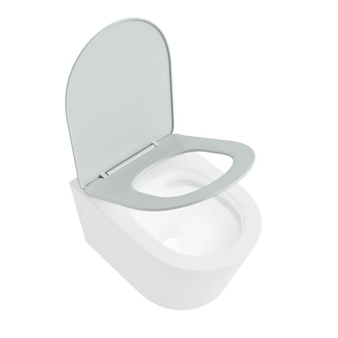 Mondiaz LAVIE hangtoilet – spoelrandloos – 36 x 53 cm – met softclose zitting – Talc (wit), zitting Greey (lichtgroen/grijs) SW1208630