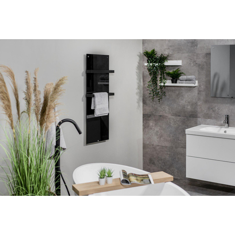 Eurom Sani 1000 Comfort Radiateur électrique 127x55cm - 1000 watt - wifi - verre - Noir SW976338