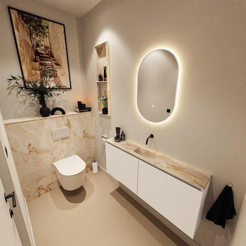 Mondiaz GLOW miroir – ovale – 45 x 90 cm – LED indirecte tout autour – capteur de mouvement – Talc (blanc) SW1105197