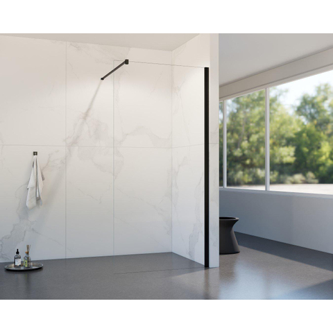 Fortifura Galeria Douche à l'italienne - 60x200cm - verre clair - Noir mat SW917228