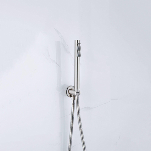 Fortifura Calvi Thermostatische badkraan - met staafhanddouche handdouchehouder en gladde doucheslang - PVD - geborsteld RVS SW811957