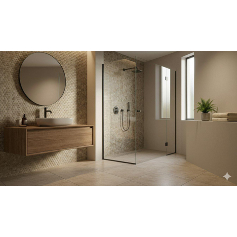 Terravito Elzino Mozaïektegel - 29x32.5cm - rond - 9mm - Slate mat SW1119952