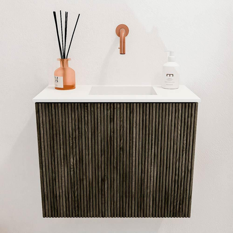 Mondiaz JOYA 50cm meuble de toilette - couleur Shadow - Vasque FAYE position Droite Sans trou de robinet couleur Talc. SW1421402