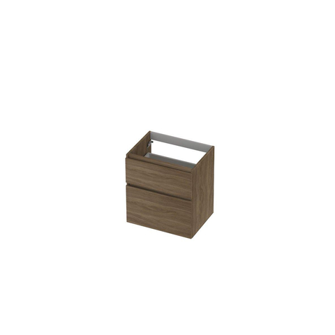 Ink meuble 2 tiroirs sans poignée décor bois avec cadre tournant en bois un symétrique 60x65x45cm chêne pur SW693012