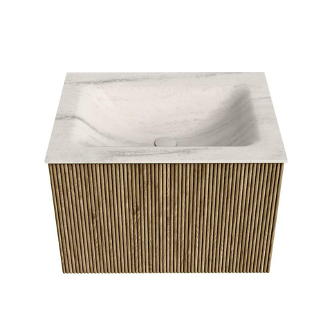 MONDIAZ KURVE-DLUX Meuble de salle de bains 60 cm couleur Dusk avec 1 tiroir et 0 porte. Lavabo CLOUD Central sans trou de robinet Meli. SW1431857