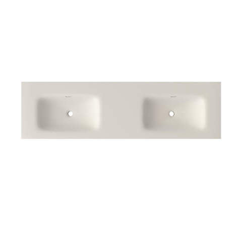 Saniclass Flow lavabo - 161x46x1.5cm - double vasque - sans trou de robinet - blanc SW1441150