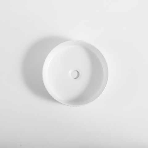 FugaFlow Efficiente Arredo Waskom - 36x36x12.5 - geribbeld - rond - keramiek - wit glans SW1472857