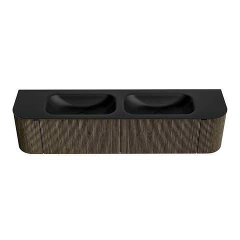 Mondiaz KURVE Ensemble de meubles de salle de bains - 190x46x40cm - 2 tiroirs - 2 portes - vasque solid surface - double - sans trou de robinet - Shadow SW1414306