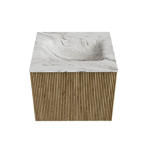 Mondiaz KURVE-DLUX Ensemble de meubles de salle de bains - 50x46x40cm - 1 tiroir - lavabo solid surface - central - 1 trou de robinet - Dusk SW1415443