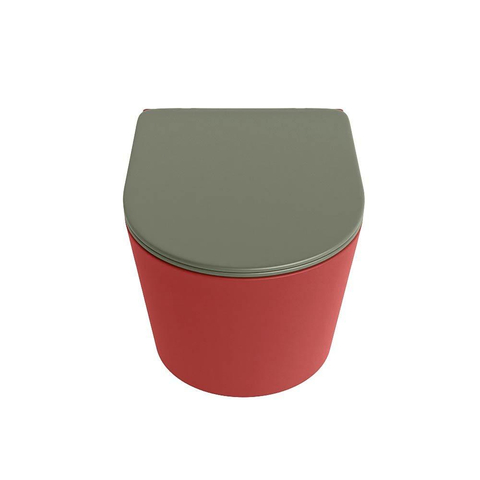 Mondiaz LAVIE WC suspendu – sans bride – 36 x 53 cm – avec abattant softclose – Fire (rouge), abattant Army (vert) SW1208571