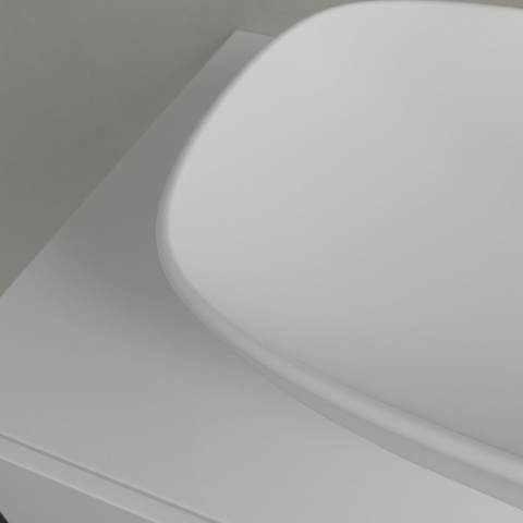 Villeroy & Boch Loop & Friends opzetwastafel - 56x38cm - zonder kraangat - met overloop CeramicPlus - Stone White (mat wit) SW644124