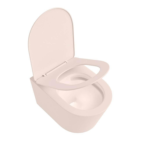 Mondiaz LAVIE hangtoilet – spoelrandloos – 36 x 53 cm – met softclose zitting – Rosee (roze) SW1189079