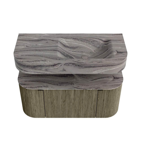 MONDIAZ THOR-DLUX 100cm meuble de salle de bains arrondi gauche + droite couleur Shadow avec 1 tiroir et 2 portes. Vasque suspendue CLOUD Droite sans trou de robinet couleur Sombra. SW1467631
