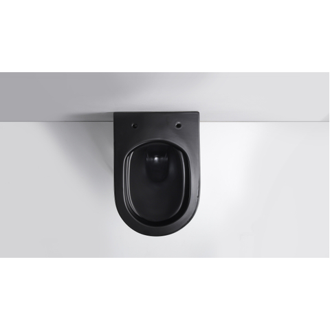 QeramiQ Dely hangtoilet – spoelrandloos – diepte 51,7 cm – met 35 mm softclose zitting – mat zwart SW1225249