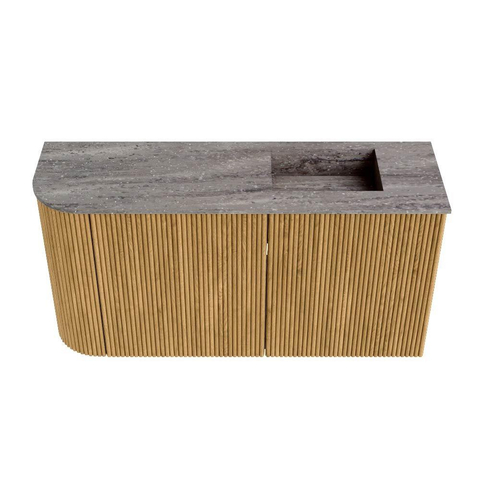 Mondiaz JOYA-DLUX 81.6cm toiletmeubel - ronding links kleur Oak - Wastafel FAYE positie Rechts 1 kraangat kleur Oza. SW1424127