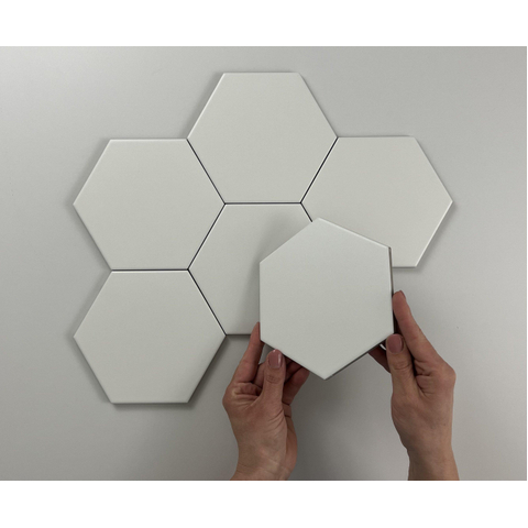 ÉCHANTILLON Terravito Bereno carreau mural et de sol - 15x17cm - 9mm - Hexagone - Blanc mat SW736050
