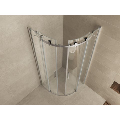 Wiesbaden Entra cabine quart de cercle avec 2 portes coulissantes 900 x 900 x 2000 x 8 mm nano verre transparent/chrome SW65836